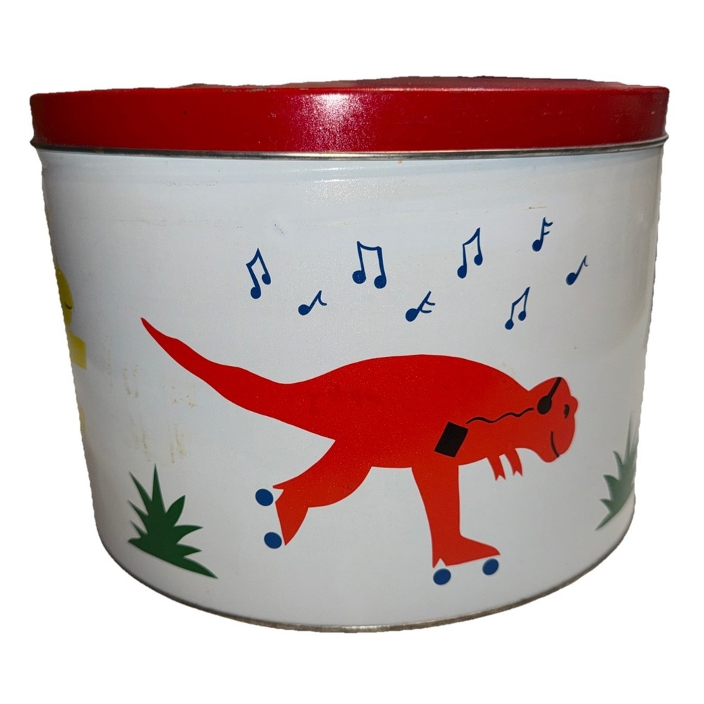 Vintage‎ Skating Music Dinosaur Copper Popper Popcorn Tin